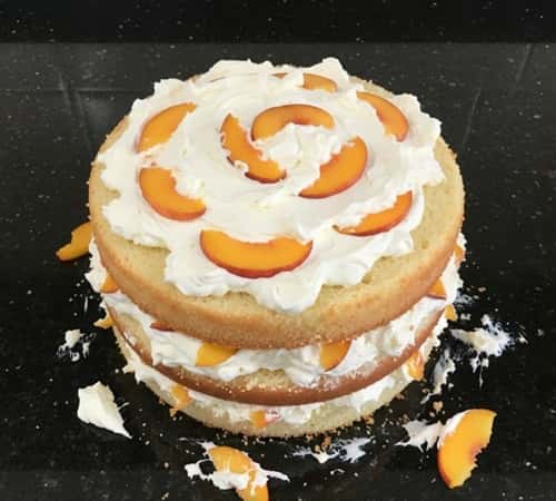 14. Peach Vanilla Cream Birthday Cake
