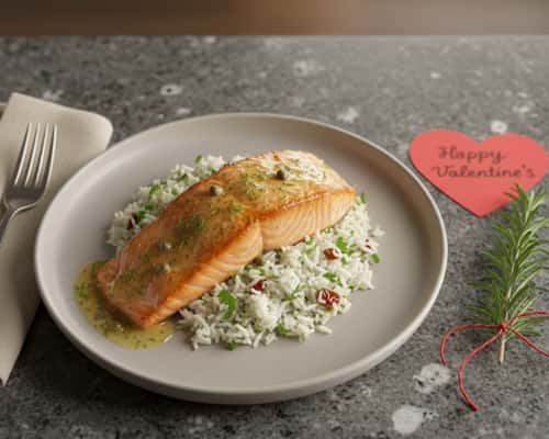2. Lemon Butter Salmon With Herb Rice