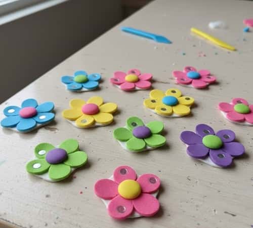 2. Simple Foam Clay Flower Magnets