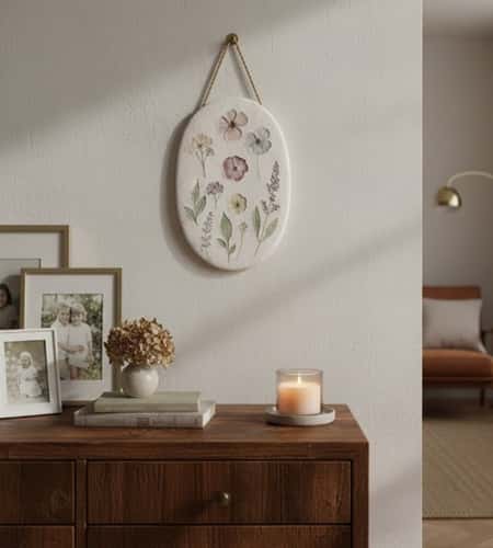 3. Pressed Flower Clay Plaque