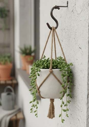 3. Rustic Hanging Clay Cup Planter