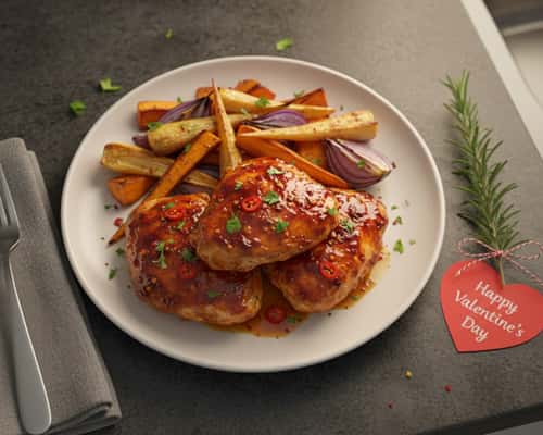 4. Honey Chili Glazed Chicken With Roasted Veggies