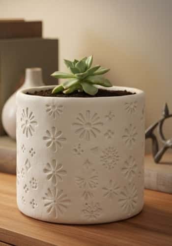 4. Stamped Pattern Cylinder Planter