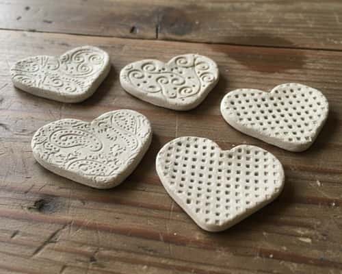 5. Stamped Clay Heart Coasters