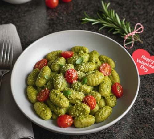 8. Creamy Pesto Gnocchi With Cherry Tomatoes