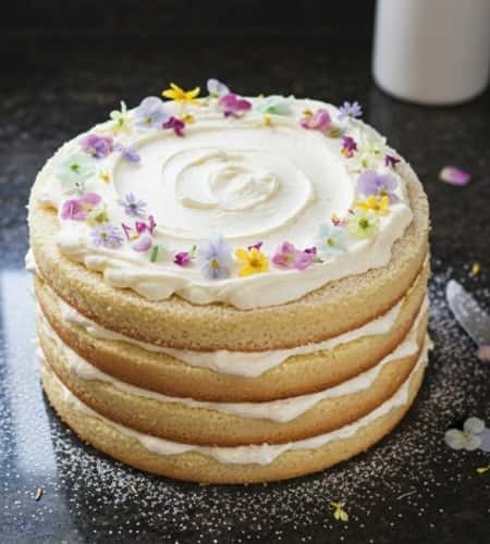 8. Vanilla Floral Naked Cake