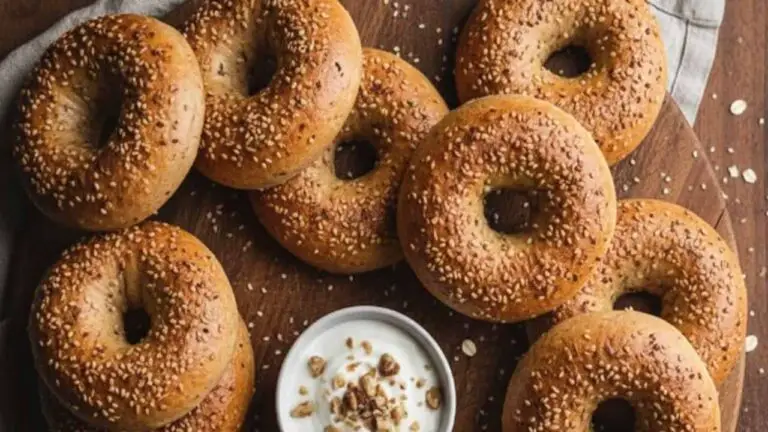 Sesame bagels with yogurt dip