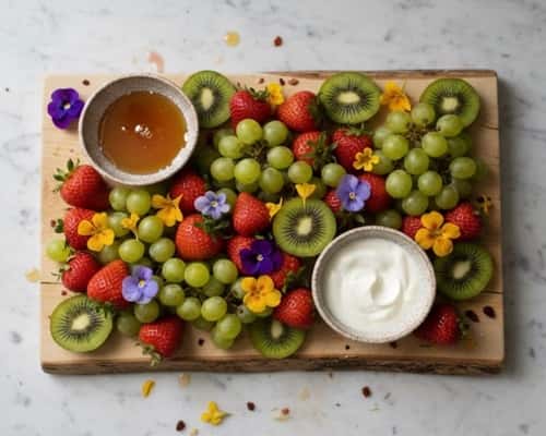 1. Fresh Fruit & Floral Spring Charcuterie Board