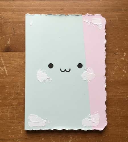 1. Kawaii Face Plain Notebook Cover (No Sewing)