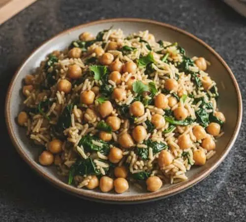 12. Creamy Spinach & Chickpea Rice