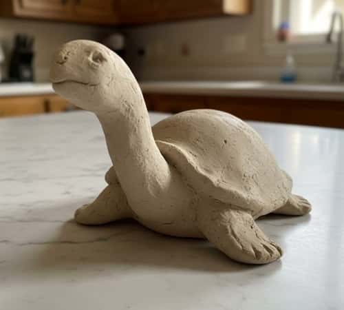 12. Sculptural Long-Neck Clay Turtle (Decor Focus)