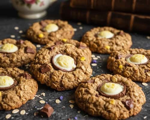 13. Cadbury Egg Oatmeal Cookies (Soft Center)