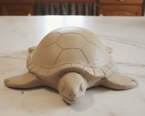 13. Minimal Line-Textured Clay Turtle (Modern Home Decor)