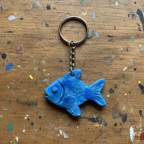 2. Blue Clay Fish Keychain (Ocean Theme)