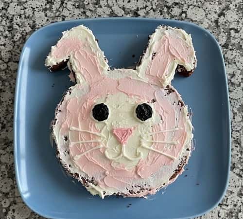 2. Bunny Face Chocolate Marble Sheet Cake (Easy Easter Bunny Cake)