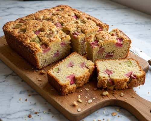 2. Gluten Free Rhubarb Almond Snack Cake (One Bowl)