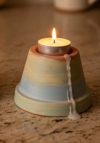 2. Mini Clay Pot Candle Holders (Cozy Without Effort)
