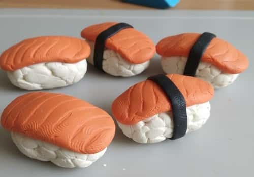 2. Polymer Clay Nigiri Sushi (Salmon on Rice)