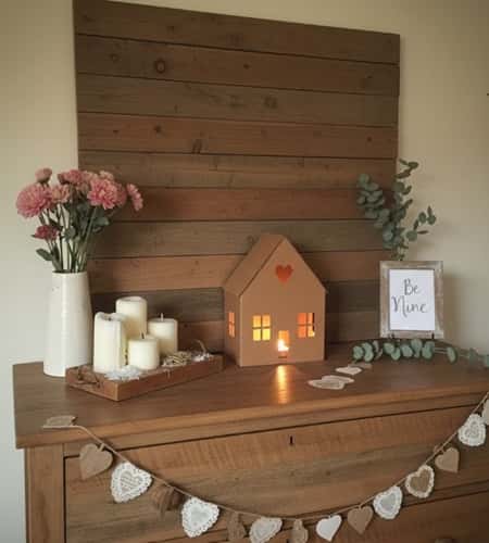 3. Vintage Valentine Mantel Style Wall Setup
