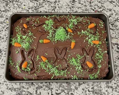 5. Chocolate Sheet Cake Bunny Patch (Easy Bunny Cake Ideas)