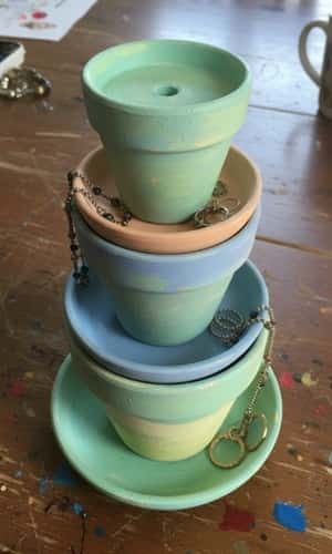 5. Clay Pot Tiered Jewelry Stand (Unexpected but Useful)