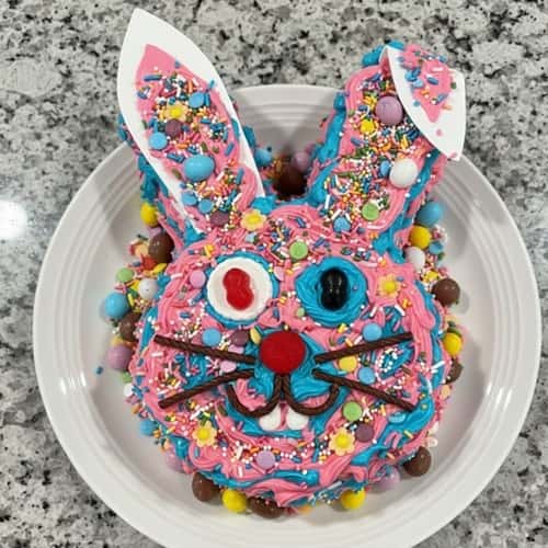 6. Cute Bunny Cake With Decorations (Kid-Decorated Look)