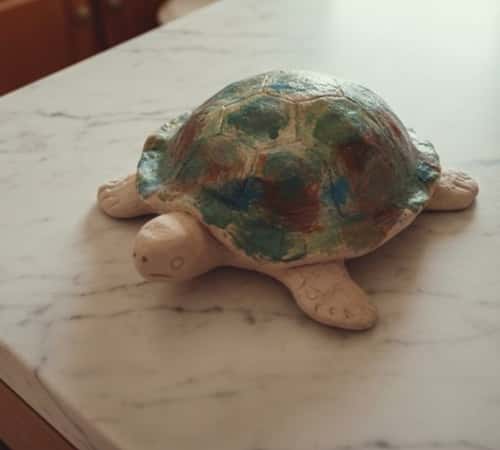 6. Painted Pottery-Style Clay Turtle (Color After Drying)