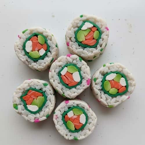 7. Polymer Clay Inside-Out Sushi (Uramaki Style)