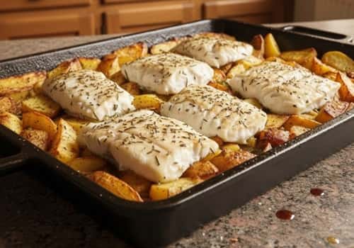 8. Baked Fish With Garlic Butter Potatoes