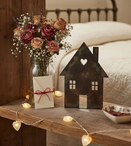 8. Handmade Valentine Shelf With House Silhouette