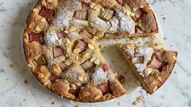 Rhubarb Almond Cake Recipe - featured