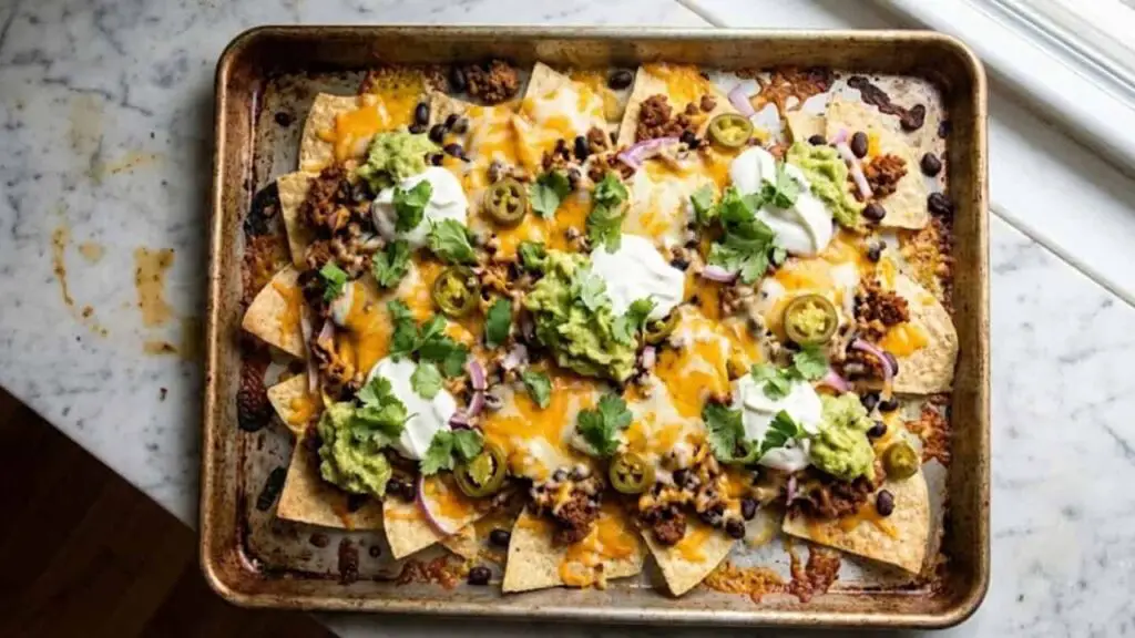 Sheet Pan Nachos Ground Beef Recipe - featured