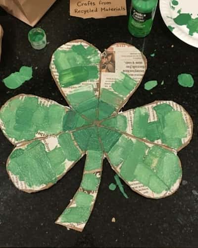 1. Cardboard Cereal Box Shamrock Wall Art