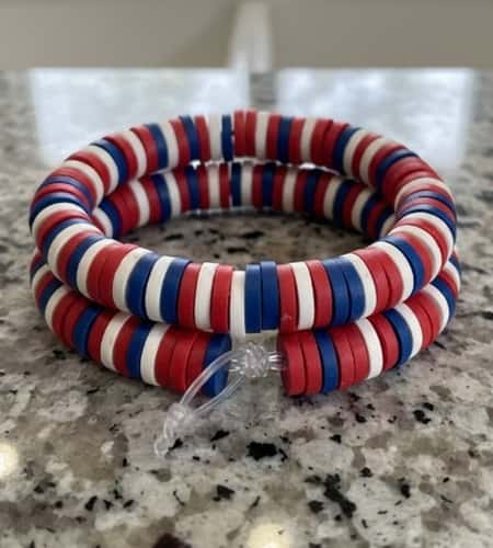 1. Classic Red, White & Blue Stack Bead Bracelet For 4th July