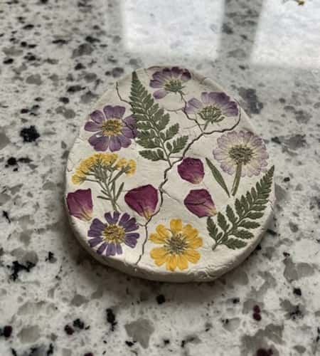 1. Pressed Flower Air Dry Clay Easter Eggs