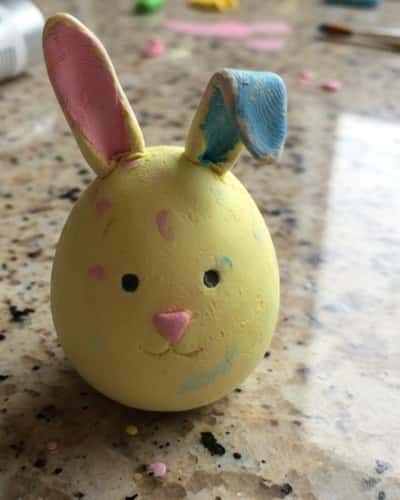 10. 3D Bunny Face Clay Easter Egg