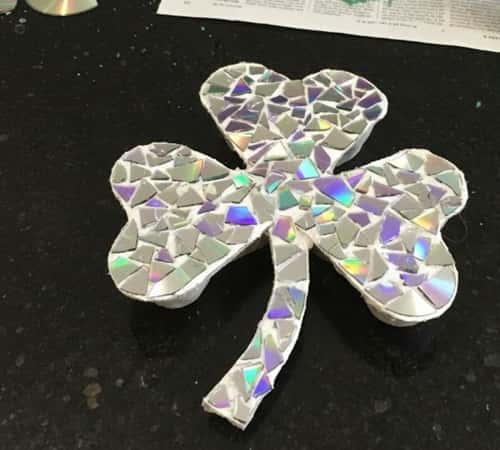 10. Old CD Mosaic Shamrock
