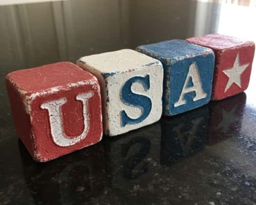 11. Rustic Clay USA Letter Blocks
