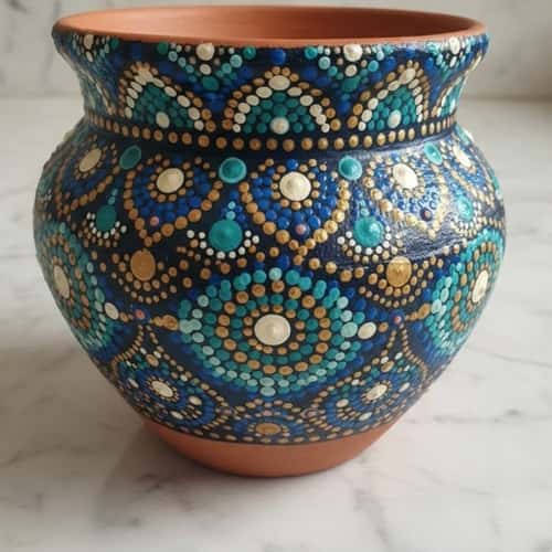3. Mandala Dot Painted Clay Pots