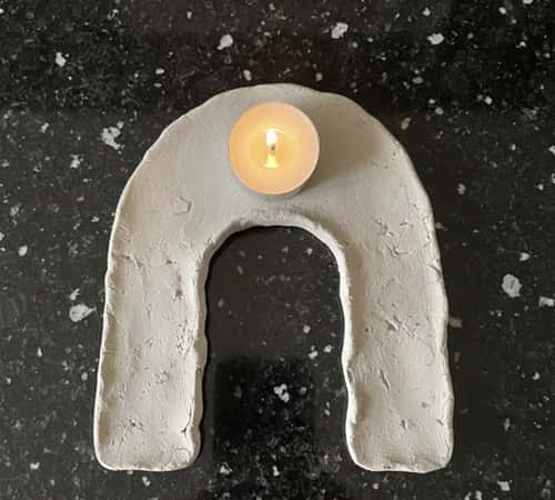 3. Minimal Arch Air Dry Clay Candle Holder