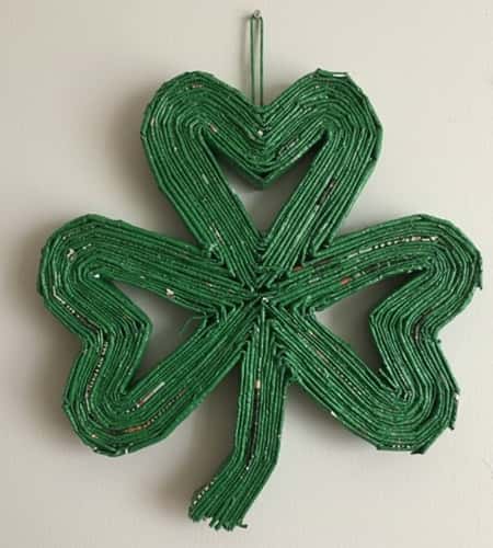 3. Newspaper Rolled Shamrock Wreath