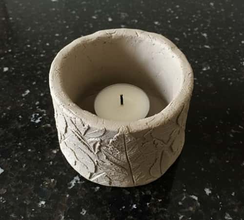 4. Textured Press-Print Clay Candle Holder