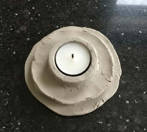 5. Stacked Disc Air Dry Clay Candle Holder