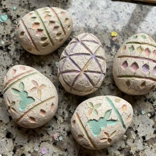 6. Carved Pattern Salt Dough Easter Eggs