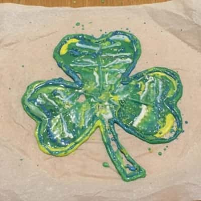 7. Broken Crayon Melted Shamrock Art