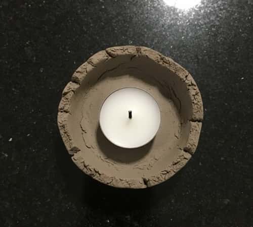 7. Cracked Edge Rustic Air Dry Clay Candle Holder