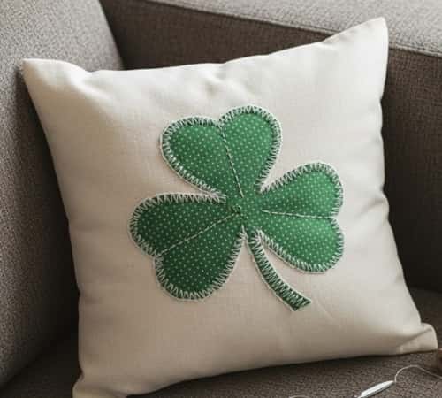 9. Green Fabric Scrap Shamrock Pillow Patch