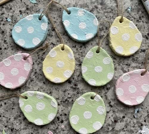 9. Polka Dot Salt Dough Easter Eggs