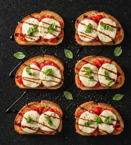 Bruschetta Appetizer With Mozzarella - completed