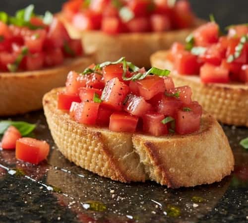 Classic Bruschetta Appetizer with Tomato & Fresh Basil